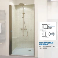 Душевая дверь в нишу Kubele DE020 DE020D601-CLN-BR- 90х200 90, профиль бронза светлая