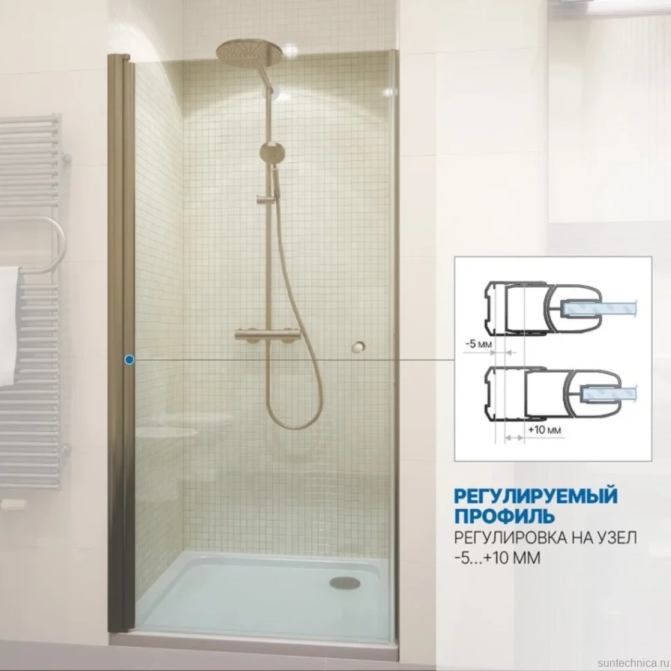Душевая дверь в нишу Kubele DE020 DE020D601-CLN-BR- 90х200 90, профиль бронза светлая