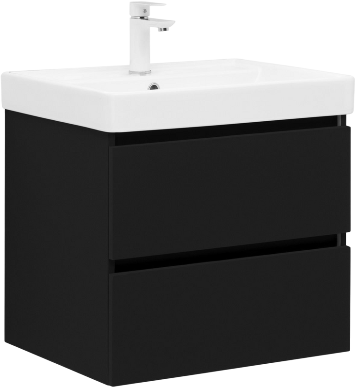 Тумба с раковиной Aquanet Вега 2.0 60 подвесная, черная матовая