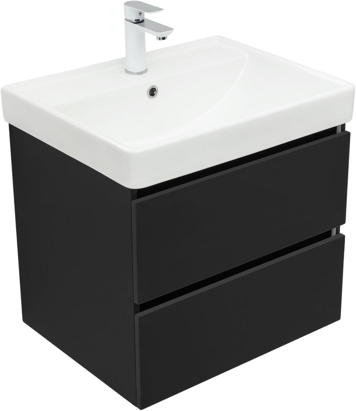Тумба с раковиной Aquanet Вега 2.0 60 подвесная, черная матовая