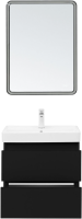 Тумба с раковиной Aquanet Вега 2.0 60 подвесная, черная матовая