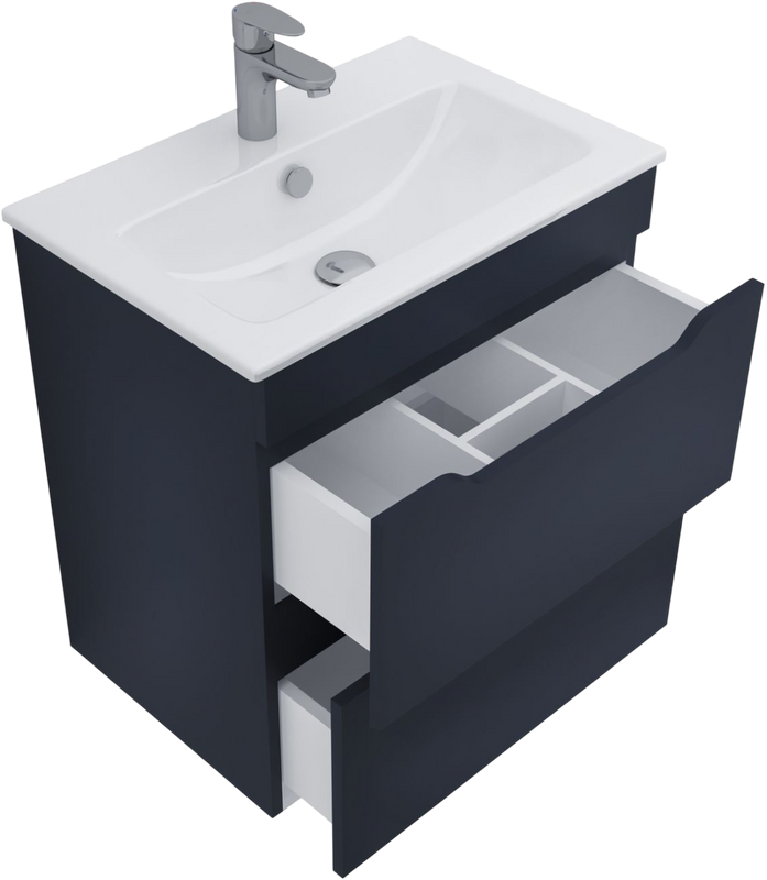 Тумба с раковиной Aquanet Практика 60 2 ящика, маренго