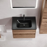 Мебель для ванной комнаты Sancos Libra 70 дуб чарльстон, раковина черная
