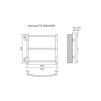 Полотенцесушитель Azario VERONA 500/500 водяной 3 пер. (1"-1/2" Полированный)