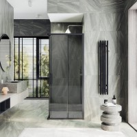 Душевой уголок Maybahglass MGY-1334-6 100х100 см, профиль матовый черный, стекло графит