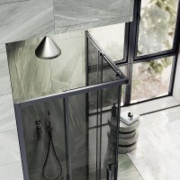 Душевой уголок Maybahglass MGY-1334-6 100х100 см, профиль матовый черный, стекло графит