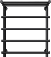 Полотенцесушитель электрический Secado Турин 1 СП 60x55 см, подключение слева, матовый черный, лесенка, с полкой