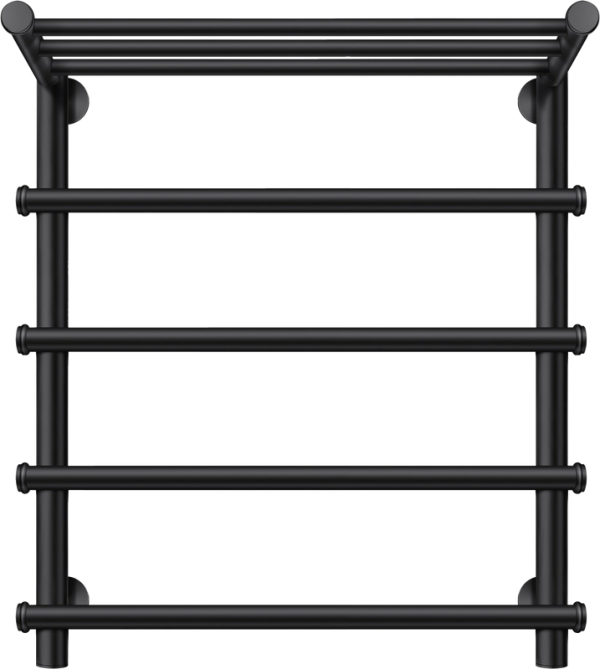Полотенцесушитель электрический Secado Турин 1 СП 60x55 см, подключение слева, матовый черный, лесенка, с полкой