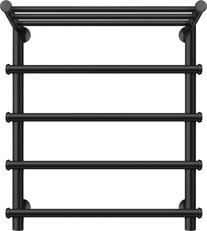 Полотенцесушитель электрический Secado Турин 1 СП 60x55 см, подключение слева, матовый черный, лесенка, с полкой