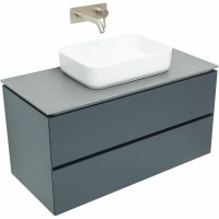 Мебель для ванной комнаты Allen Brau Infinity 100 подвесная, антрацит матовый, столешница графит