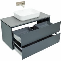 Мебель для ванной комнаты Allen Brau Infinity 100 подвесная, антрацит матовый, столешница графит