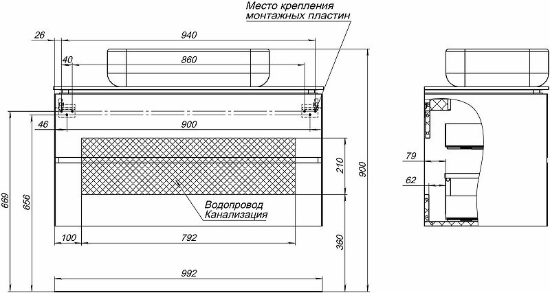Мебель для ванной комнаты Allen Brau Infinity 100 подвесная, антрацит матовый, столешница графит