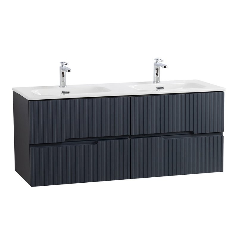 Мебель для ванной комнаты Cezares Duet 120 grafito, раковина Cezares CZR-8073-120-2 двойная