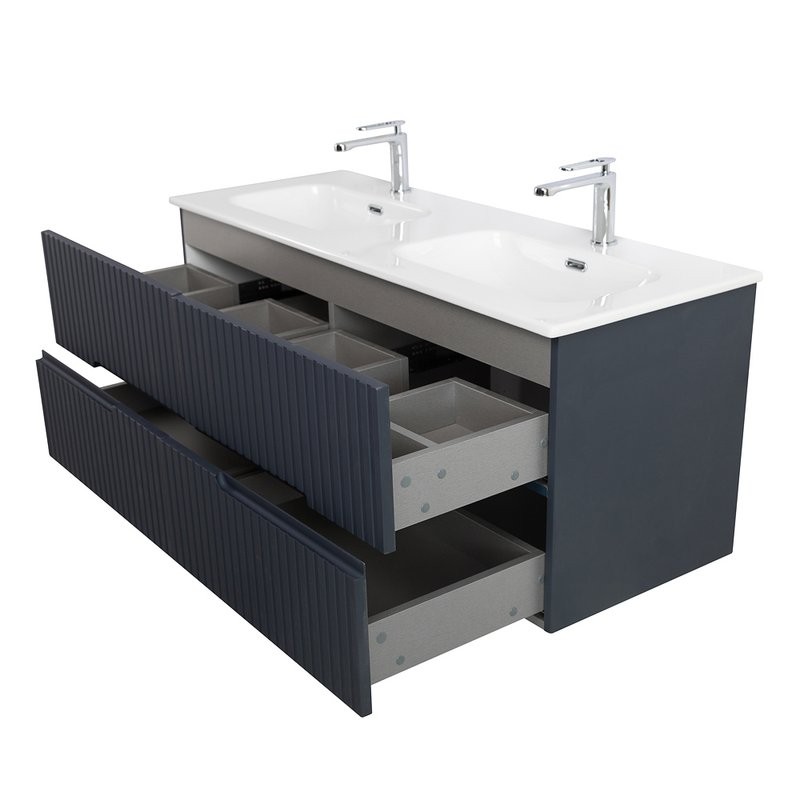 Мебель для ванной комнаты Cezares Duet 120 grafito, раковина Cezares CZR-8073-120-2 двойная