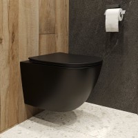Унитаз подвесной BOND Oval F01-108 безободковый, с микролифтом, черный