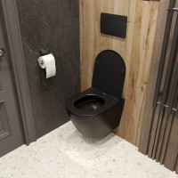 Унитаз подвесной BOND Oval F01-108 безободковый, с микролифтом, черный