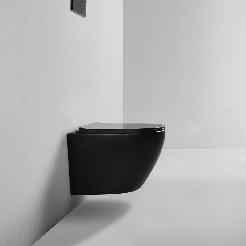 Унитаз подвесной BOND Oval F01-108 безободковый, с микролифтом, черный