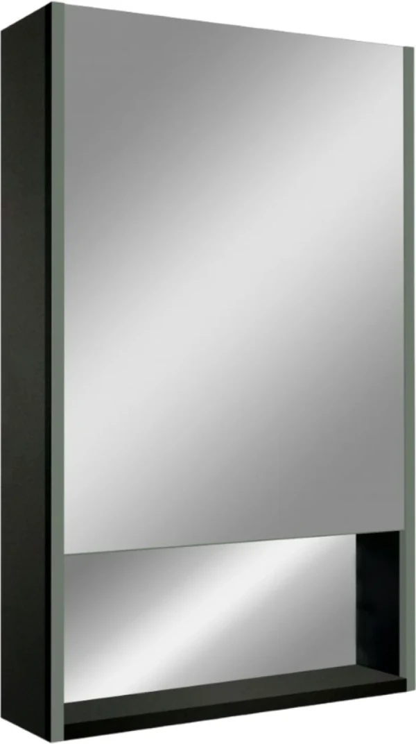 Зеркало-шкаф Art&Max Foggia AM-Fog-600-800-1D-L-DS-F-Nero 60х80, черное, с подсветкой