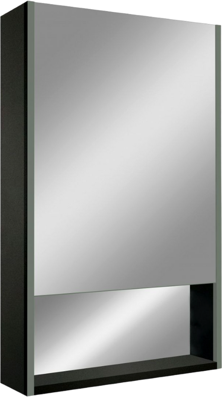 Зеркало-шкаф Art&Max Foggia AM-Fog-600-800-1D-L-DS-F-Nero 60х80, черное, с подсветкой