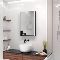 Зеркало-шкаф Art&Max Foggia AM-Fog-600-800-1D-L-DS-F-Nero 60х80, черное, с подсветкой