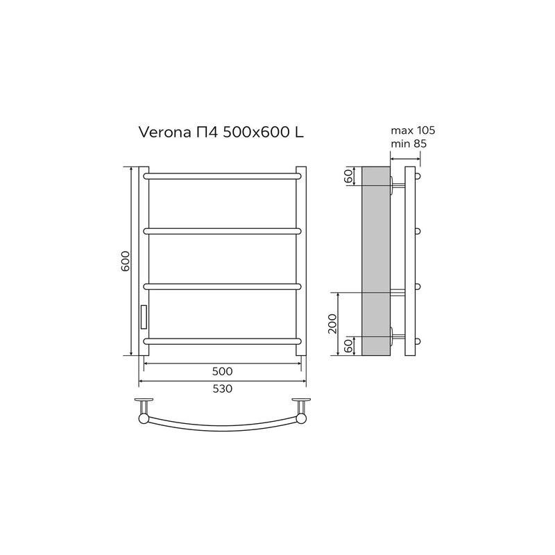 Полотенцесушитель электрический Azario VERONA 500/600 белый (AZ04756W)