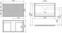 Тумба под раковину со столешницей Sancos Snob R 80 doha soft, столешница бежевая