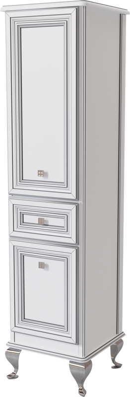 Шкаф пенал для ванной Caprigo Fresco 40 L белый с серебрянной патиной