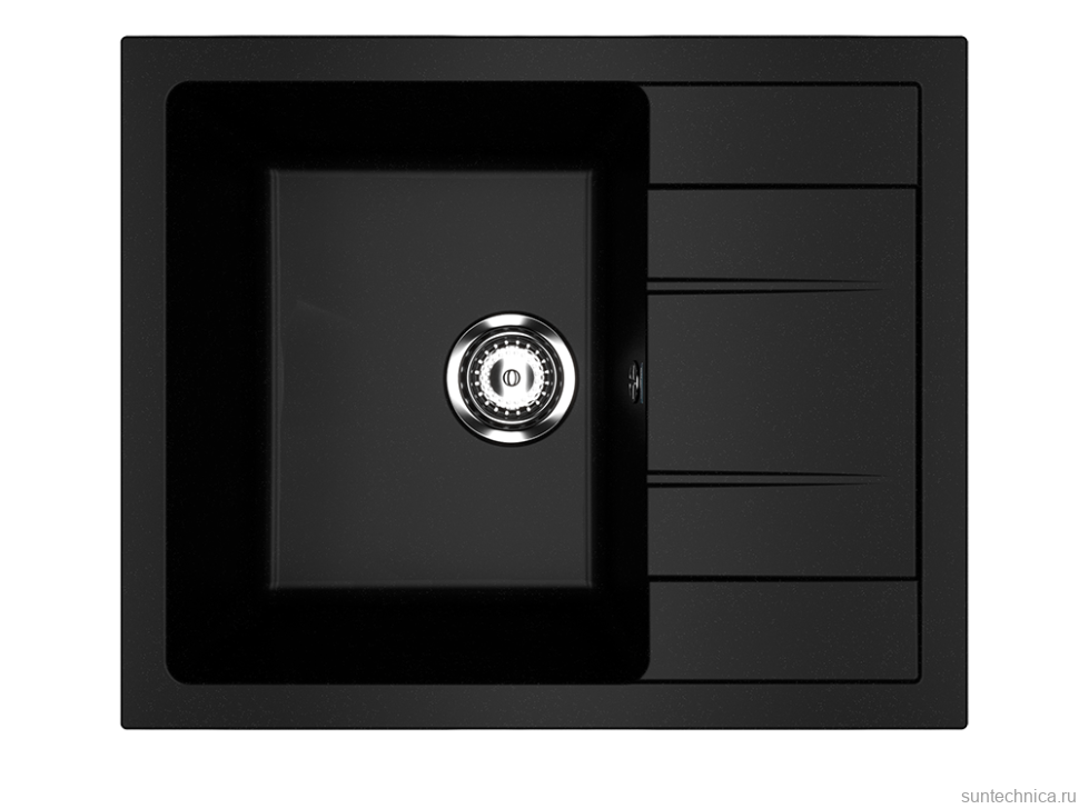 Мойка кухонная Ulgran U-607 344 ультра-черная + дозатор U-01 ультра-черный