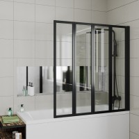 Шторка на ванну Ceruttispa Bouna-B 130 см, профиль черный