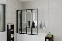 Шторка на ванну Ceruttispa Bouna-B 130 см, профиль черный