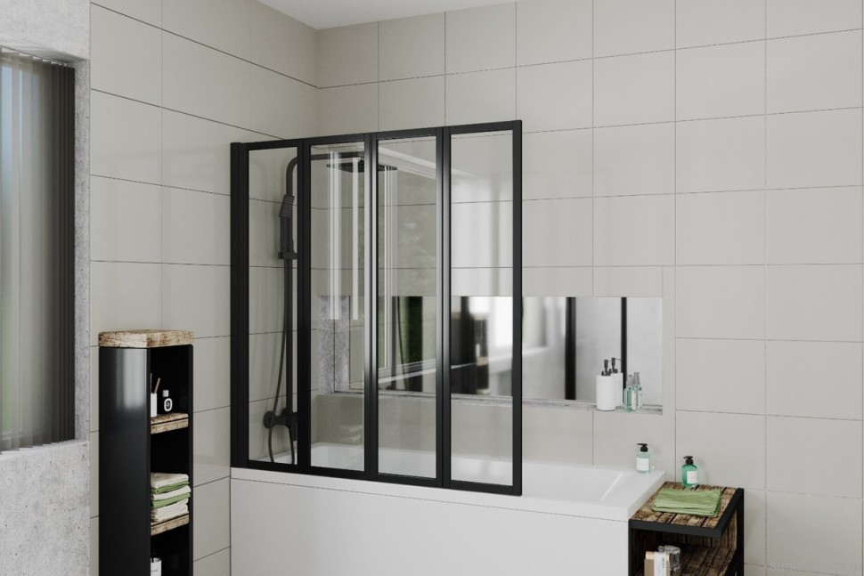 Шторка на ванну Ceruttispa Bouna-B 130 см, профиль черный