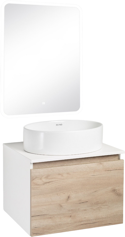Мебель для ванной комнаты Runo Бари 60 крафтовый дуб, раковина Ovale 50