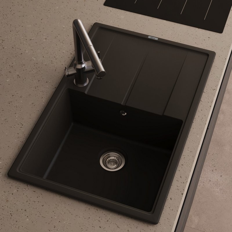 Мойка кухонная Abber Quarz AQ2904B матовая черная