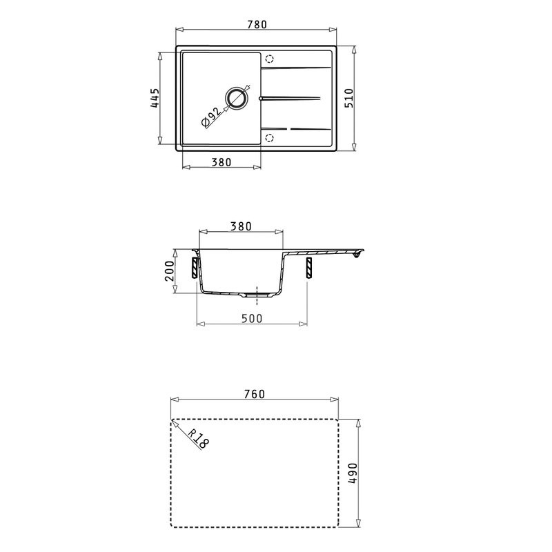Мойка кухонная Abber Quarz AQ2904B матовая черная