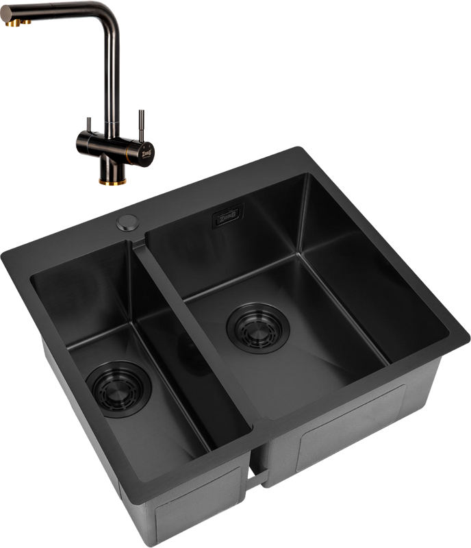 Комплект Мойка Zorg Light ZL R 590-2-510-R GRAFIT R, графит + Смеситель Inox SZR-7039 BR/GRAFIT бронза графит