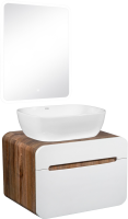 Мебель для ванной комнаты Runo Ницца 60 темное дерево, белая, раковина Cuatro 50