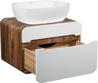 Мебель для ванной комнаты Runo Ницца 60 темное дерево, белая, раковина Cuatro 50