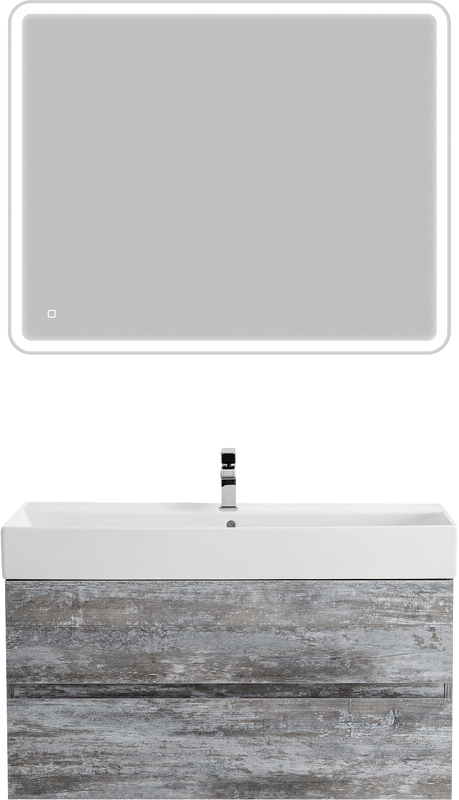 Мебель для ванной комнаты Cezares Molveno 46 100 legno grigio, с раковиной Cezares CZR-MIL-100-LVB