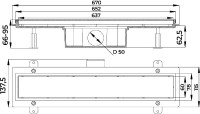 Душевой трап (лоток) под плитку BIELLO 650 с комбинированным затвором (сухим затвором и гидрозатвором)