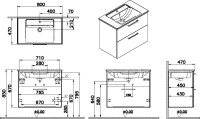 Тумба с раковиной VitrA Root Flat 80 белый глянец