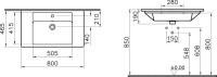 Тумба с раковиной VitrA Root Flat 80 белый глянец