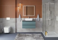 Тумба под раковину со столешницей BelBagno Kraft 80 подвесная, матовая голубая, столешница kep-80-mno