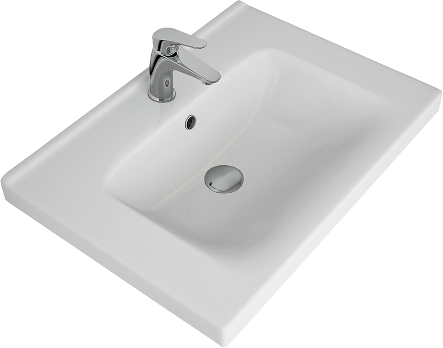 Тумба с раковиной Lemark Olivia 65 дуб кантри, белая глянцевая, раковина Гармония