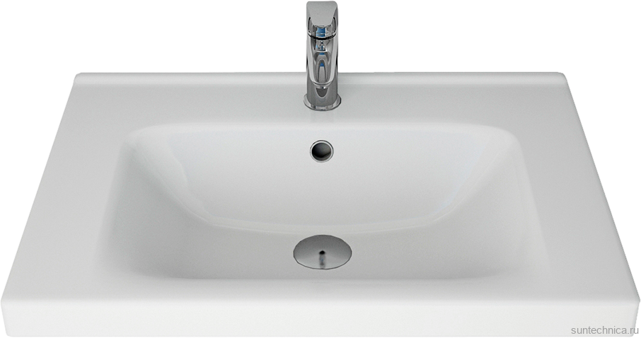 Тумба с раковиной Lemark Olivia 65 дуб кантри, белая глянцевая, раковина Гармония