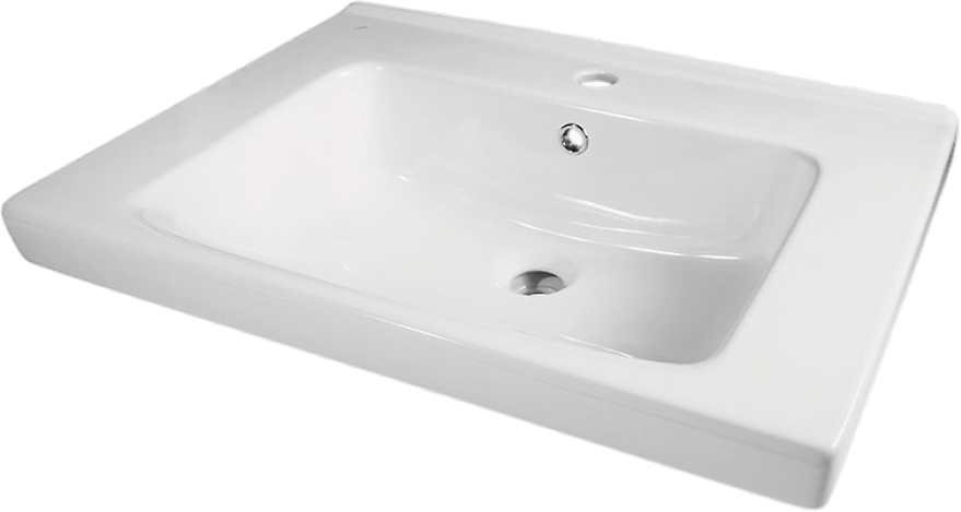 Тумба с раковиной Lemark Olivia 65 дуб кантри, белая глянцевая, раковина Гармония