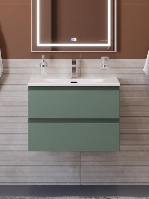 Тумба с раковиной BelBagno Kraft 70 подвесная, матовая еловая, раковина bb-8099-70