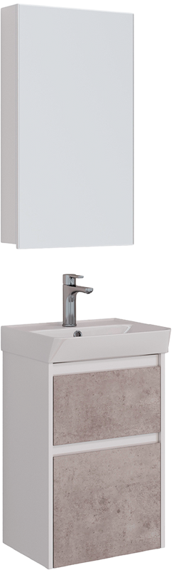 Мебель для ванной комнаты Lemark Combi 45 бетон, белая глянцевая