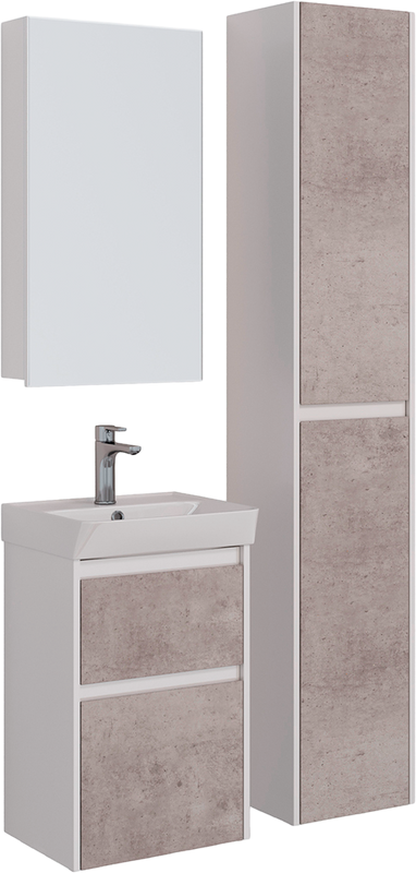 Мебель для ванной комнаты Lemark Combi 45 бетон, белая глянцевая