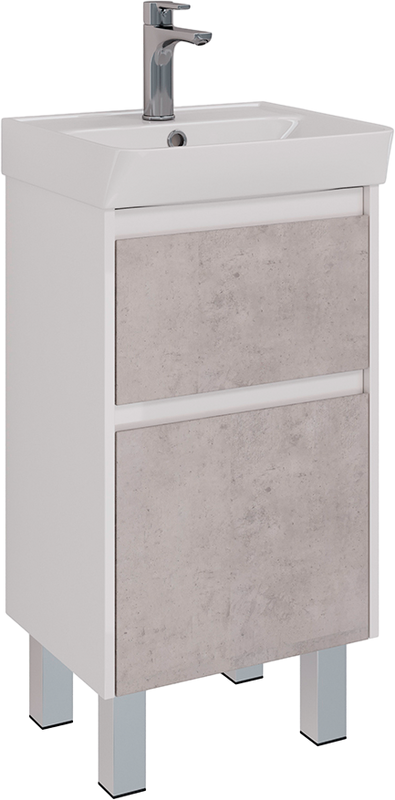 Мебель для ванной комнаты Lemark Combi 45 бетон, белая глянцевая