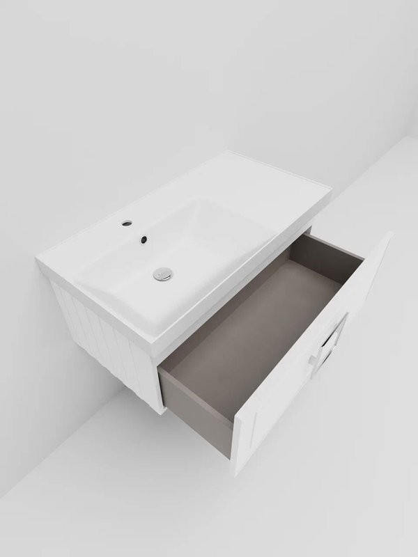 Тумба с раковиной La Fenice Cubo 90 L, белая, ручка хром
